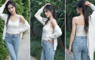 白吊带配牛仔裤，怎么拍才不像游客照？