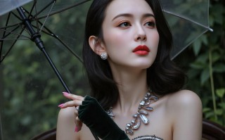 黑鹅绒礼服高贵典雅美女