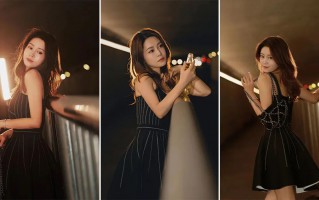 小黑裙配隧道夜景，9 个姿势拍出电影感大片