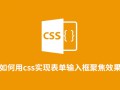 如何用css实现表单输入框聚焦效果