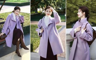 温柔紫调大衣｜9个公园摆姿，拍出韩剧女主感