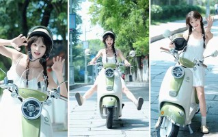 夏日限定清透感，小电驴拍照也太治愈了