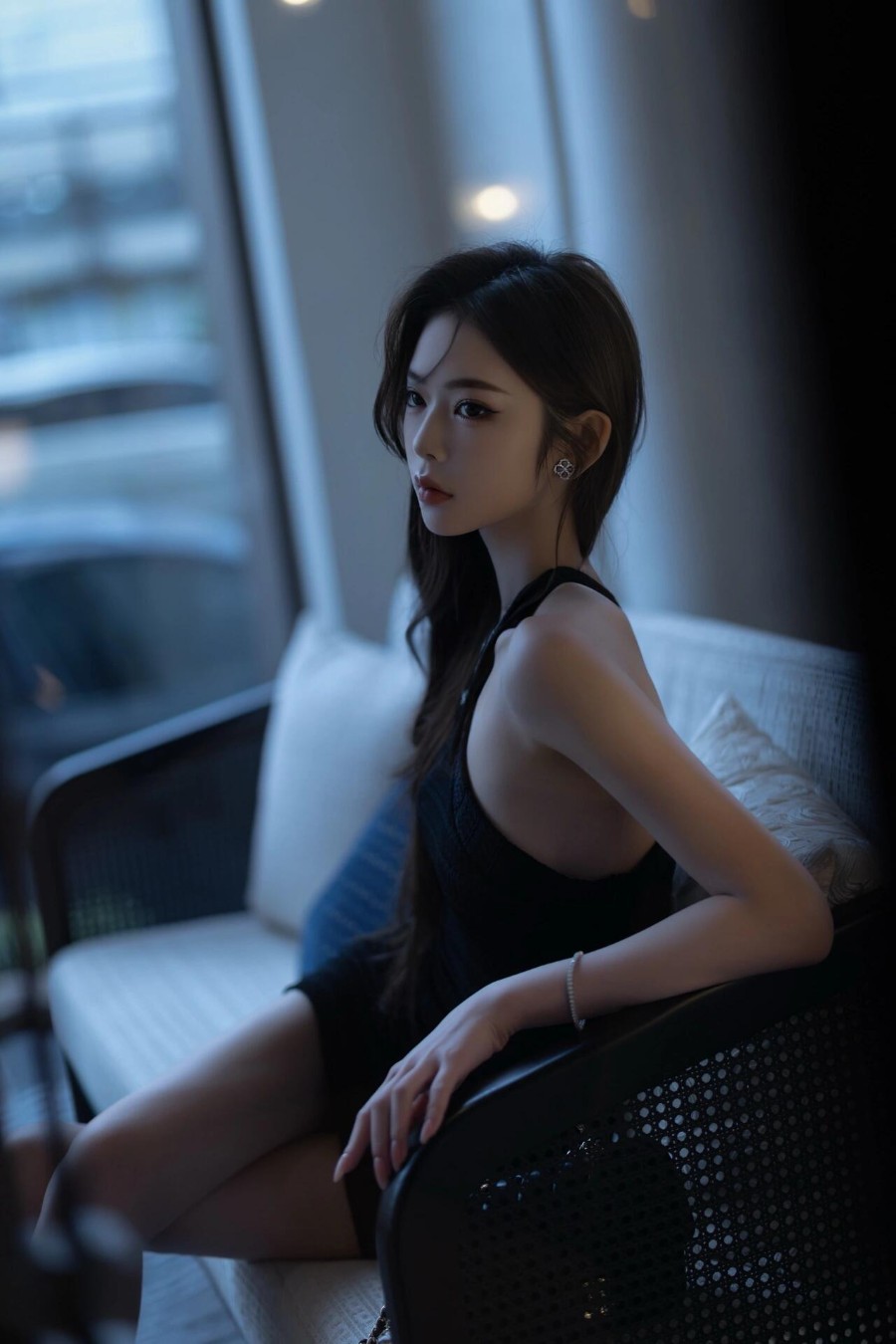 暗夜黑裙，优雅氛围感写真-第4张图片-风享汇
