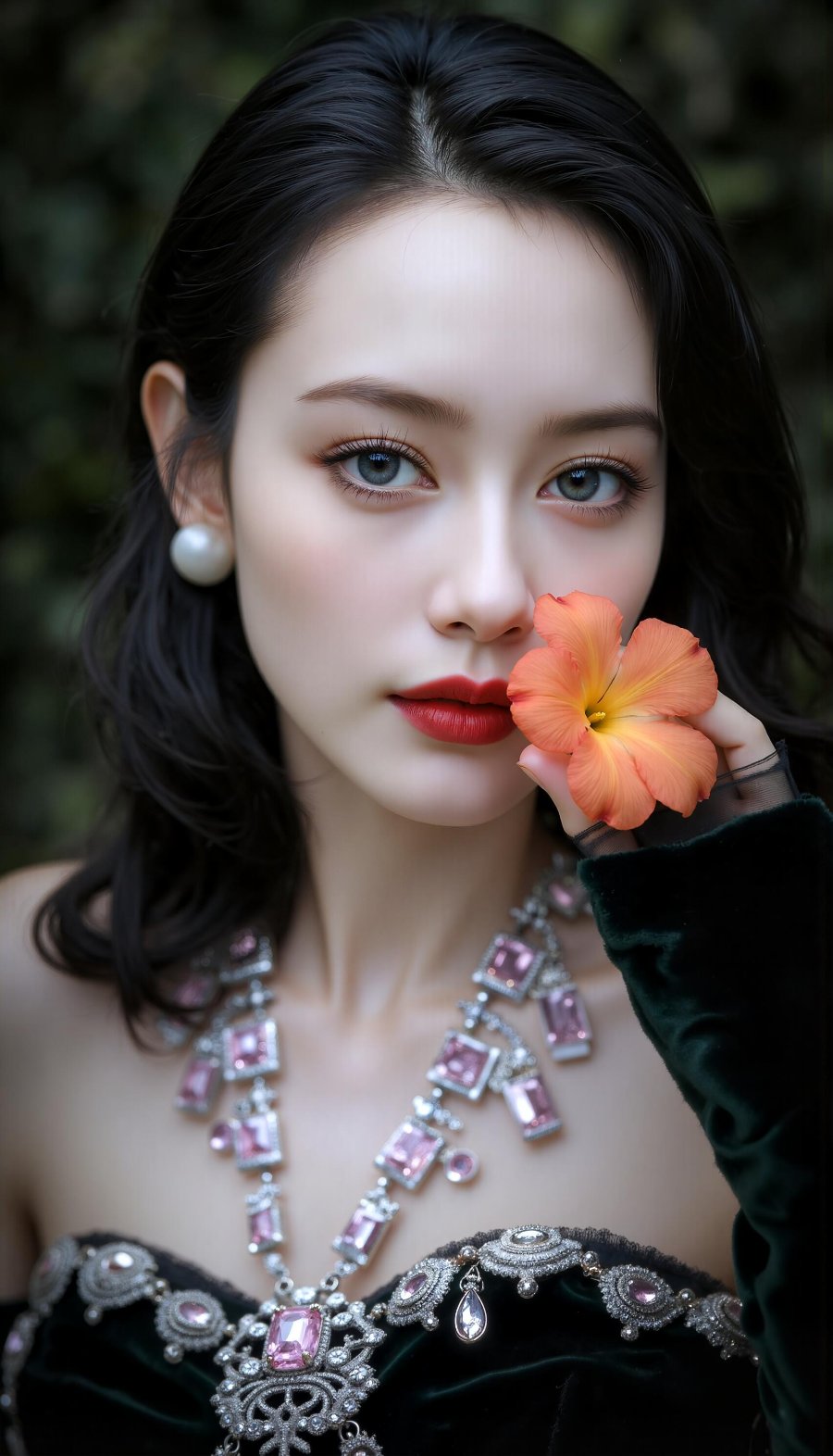 黑鹅绒礼服高贵典雅美女-第2张图片-风享汇