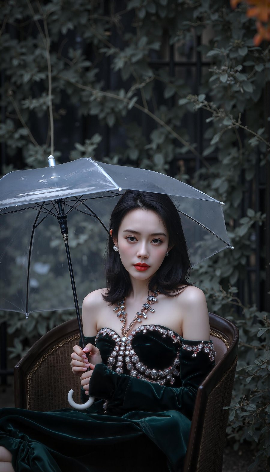 黑鹅绒礼服高贵典雅美女-第5张图片-风享汇