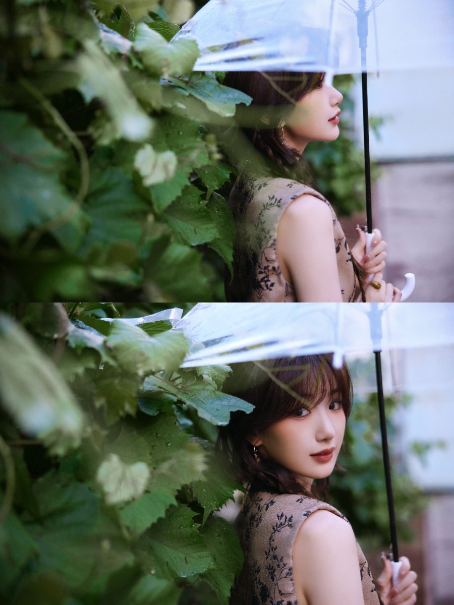 毛晓彤，撑伞的麻花辫姑娘甜美上线-第6张图片-风享汇