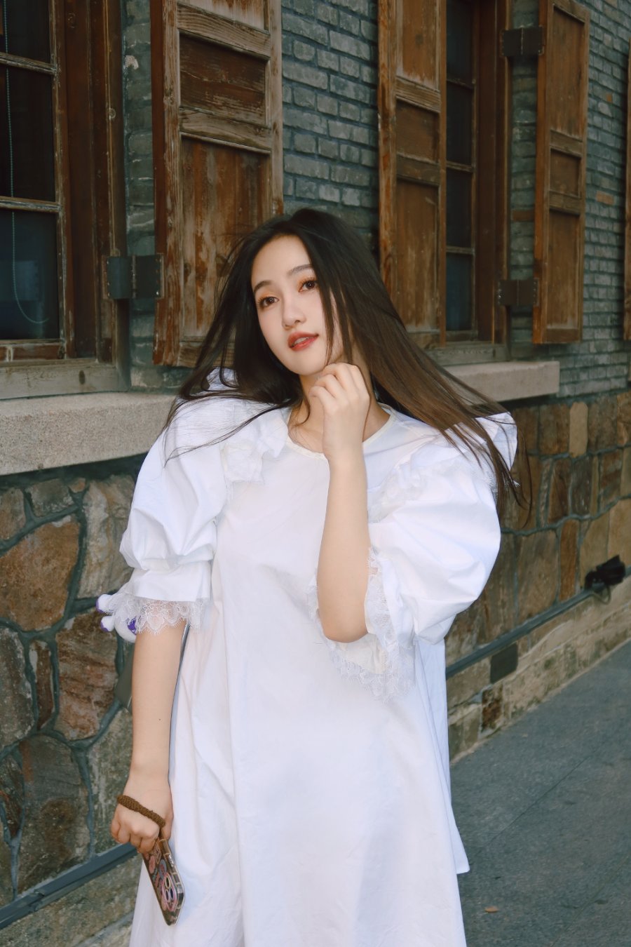 马萱，长直发白裙子，好甜美的私服-第2张图片-风享汇