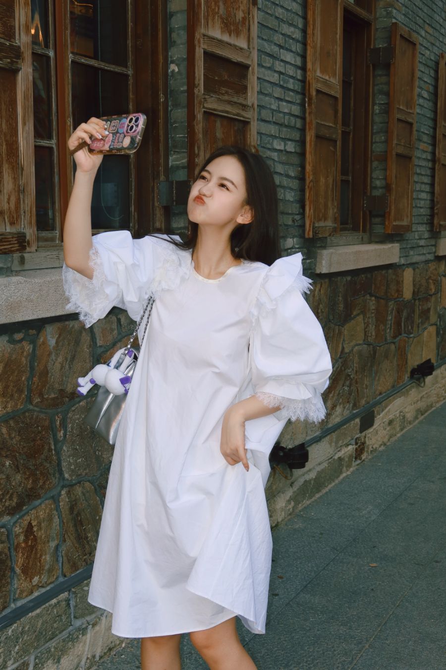 马萱，长直发白裙子，好甜美的私服-第7张图片-风享汇