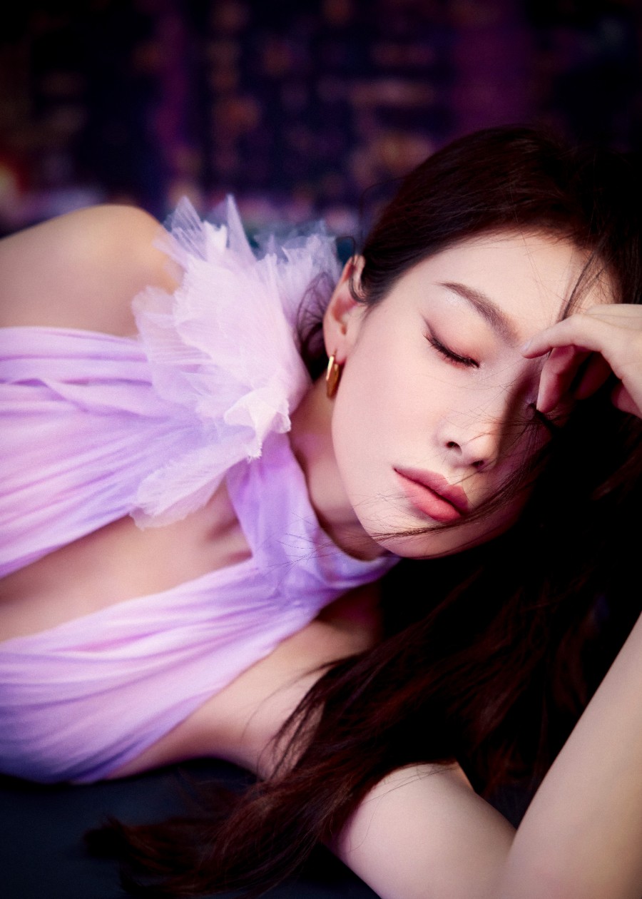 宋茜淡紫纱裙，似从梦境裁出，轻盈又柔美-第1张图片-风享汇