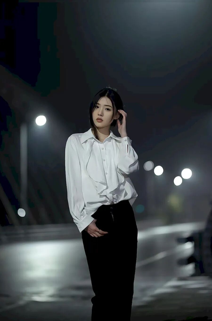 夜灯故事感：6个路灯拍照姿势，氛围感拉满的情绪大片-第8张图片-风享汇