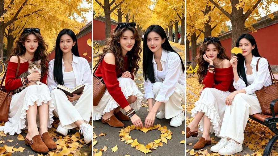 秋日银杏林闺蜜照这样拍，承包所有浪漫与俏皮-第1张图片-风享汇