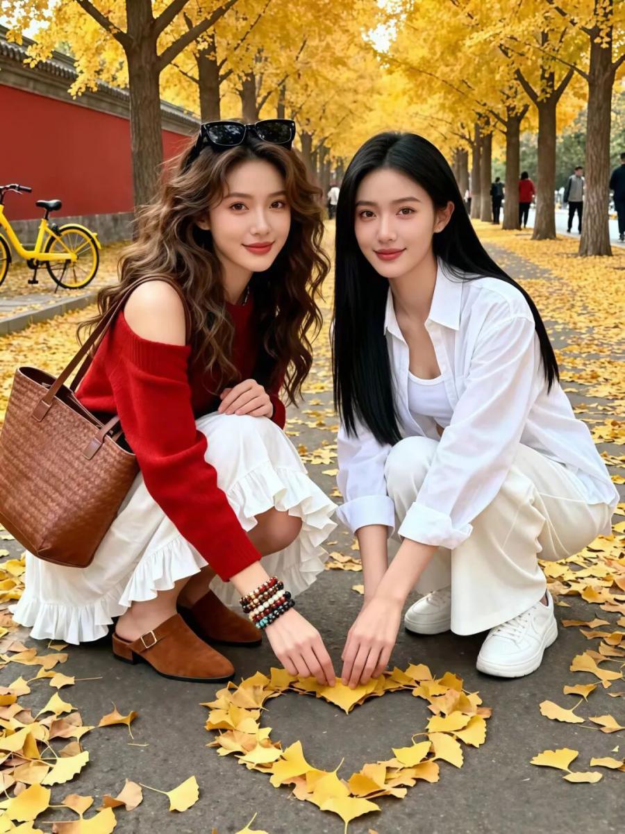 秋日银杏林闺蜜照这样拍，承包所有浪漫与俏皮-第2张图片-风享汇