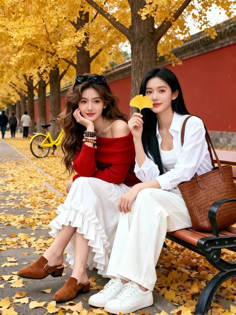 秋日银杏林闺蜜照这样拍，承包所有浪漫与俏皮-第3张图片-风享汇