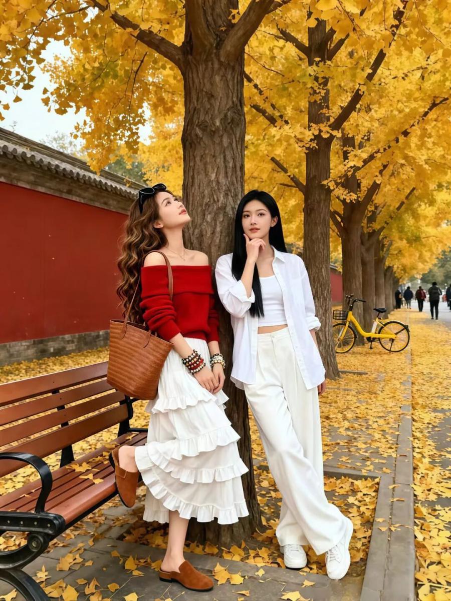 秋日银杏林闺蜜照这样拍，承包所有浪漫与俏皮-第4张图片-风享汇
