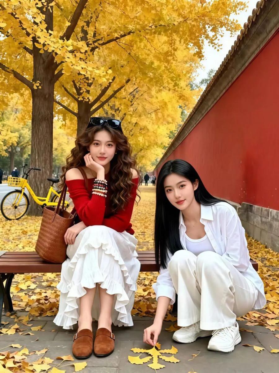秋日银杏林闺蜜照这样拍，承包所有浪漫与俏皮-第7张图片-风享汇