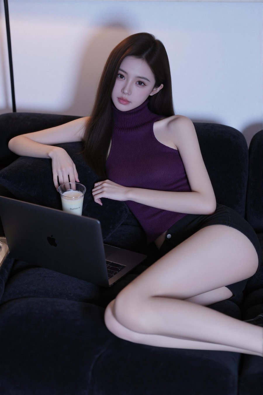 人间绝绝紫，都市丽人的慵懒居家写真-第3张图片-风享汇