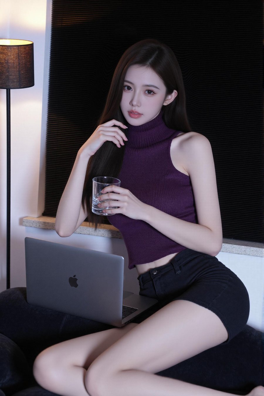 人间绝绝紫，都市丽人的慵懒居家写真-第1张图片-风享汇