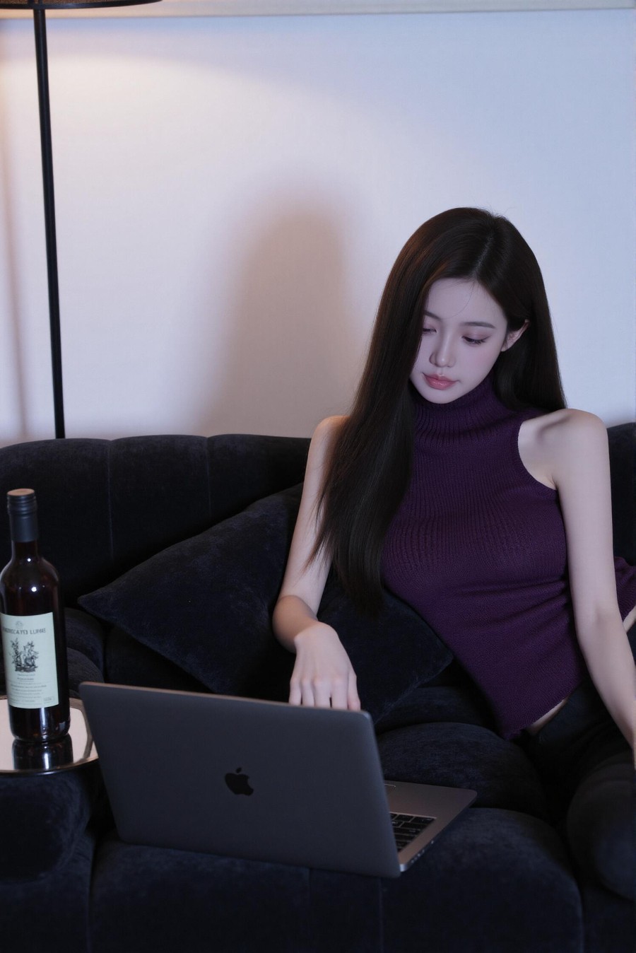 人间绝绝紫，都市丽人的慵懒居家写真-第5张图片-风享汇