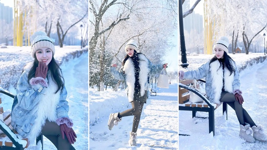 冬日雪景拍照教程：4个姿势拍出雪天甜妹感-第1张图片-风享汇