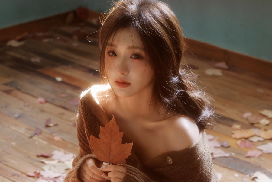 暖冬光影柔美交错，长发少女写真-第3张图片-风享汇