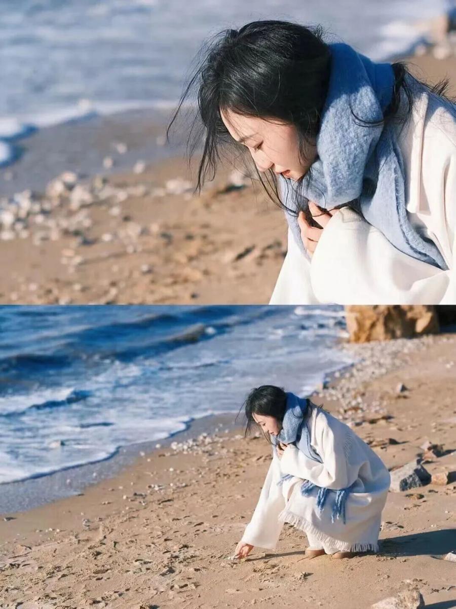 冬日海边写真｜9个姿势，吹着海风拍温柔大片-第3张图片-风享汇