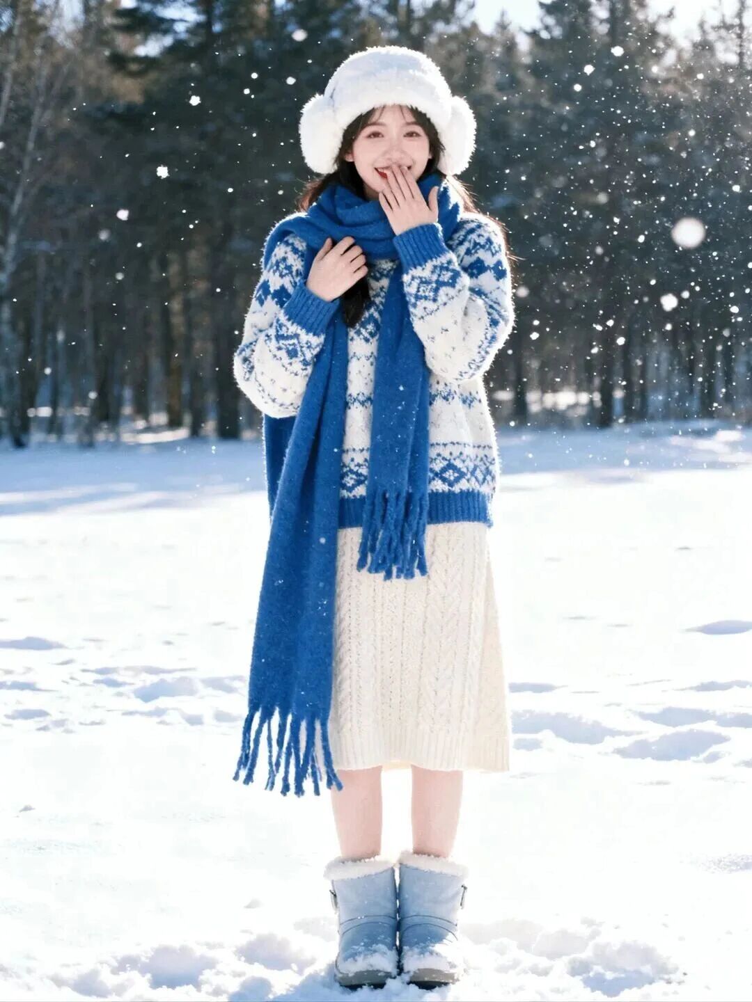 冬日雪地拍照：12个软乎乎摆姿，轻松拿捏氛围感-第2张图片-风享汇