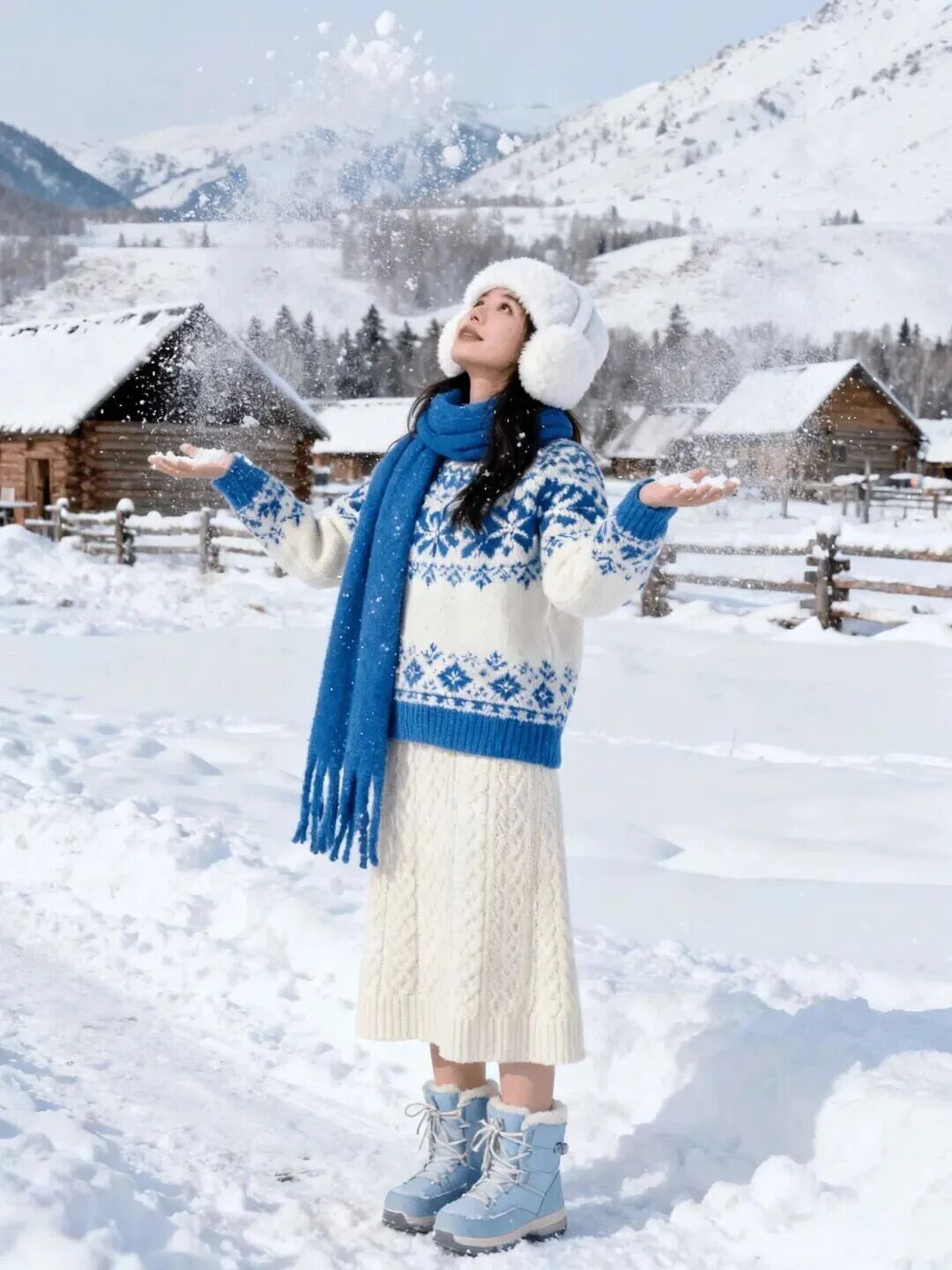 冬日雪地拍照：12个软乎乎摆姿，轻松拿捏氛围感-第12张图片-风享汇