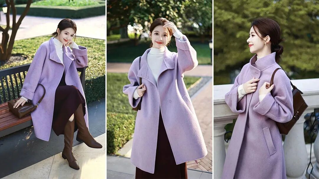 温柔紫调大衣｜9个公园摆姿，拍出韩剧女主感-第1张图片-风享汇