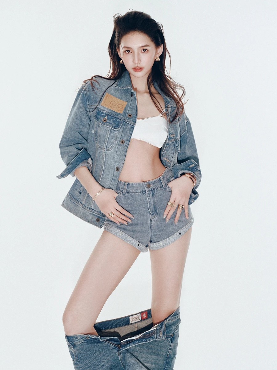 牛仔三件套美女松弛感大片-第2张图片-风享汇