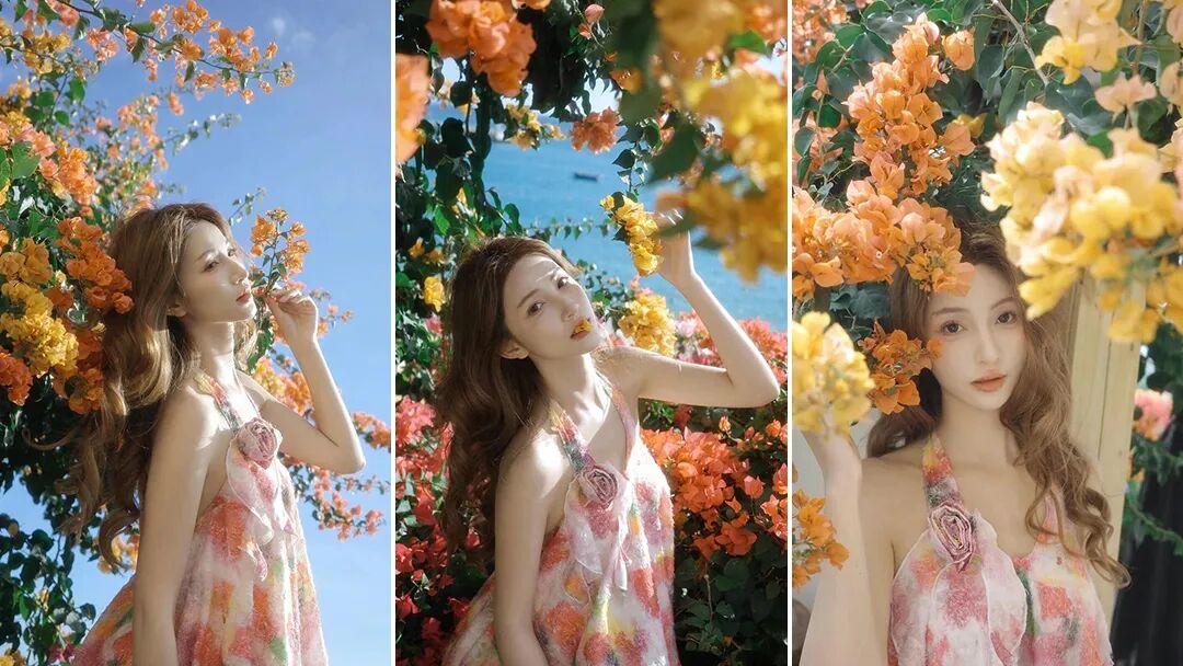 海边三角梅写真指南｜光线 + 姿势 + 穿搭全攻略-第1张图片-风享汇