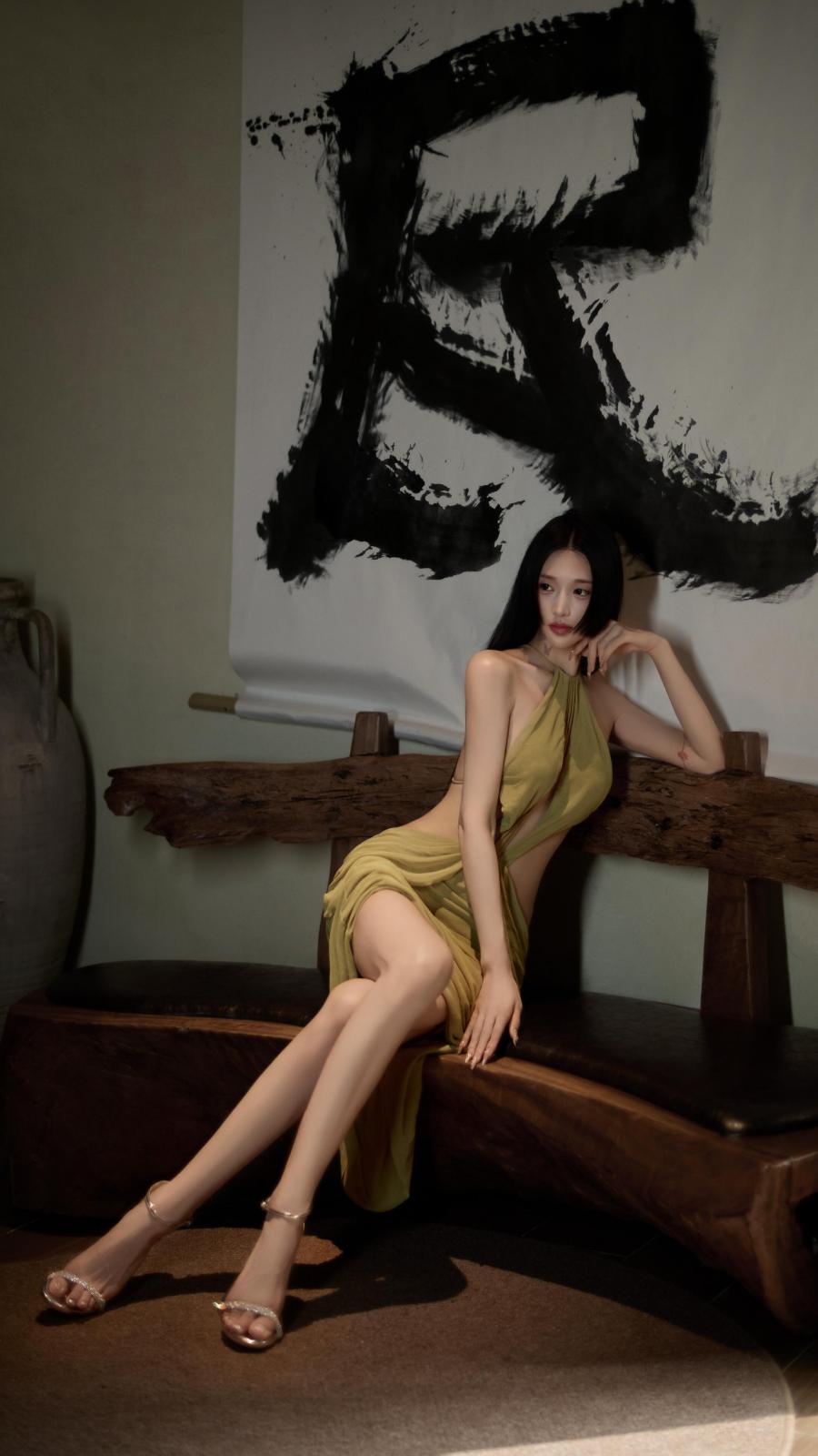 东方美人的清冷时刻，一院松风，一袭绿纱-第4张图片-风享汇