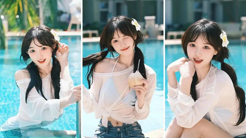 泳池甜妹写真怎么拍？这几个姿势显瘦又元气-第1张图片-风享汇