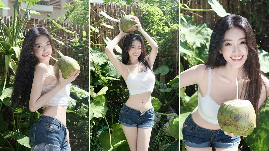 白吊带+牛仔短裤｜夏日10个清爽拍照姿势，自然又好看-第1张图片-风享汇
